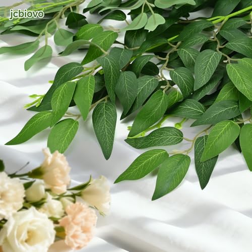 Jcbiovo イタリアンラスカスの緑の茎、人工シルクの緑の葉、曲げられるフェイクハンギング植物スプレー DIYウェディングアーチブーケテーブルセンターピース花瓶フィラーとホーム屋内装飾(26) [4]