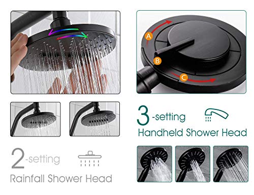 Bright Showers Rain Shower Head Combo With High Pressure Handheld Shower Head And Solid Brass Rail And Diverter Brass Shower Column And Height Adjustable Slider Oil Rubbed Bronze #TOP4
