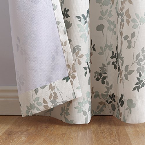 No. 918 Marra Floral Print Semi-Sheer Grommet Curtain Panel, 48" X 63", Harbor #TOP2