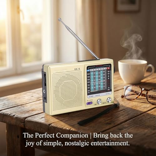 Radio portátil AM FM SW con salida para audífonos, dorada miniatura 6