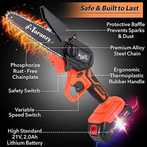 Mini Chainsaw 6 Inch Cordless, 2023 Upgraded Taranzy Mini Chainsaw, Mini Chainsaw Cordless, Handheld Mini Chain Saw For Wood Cutting Tree Trimming, Battery Powered Electric Chainsaw, Super Powerful #TOP3