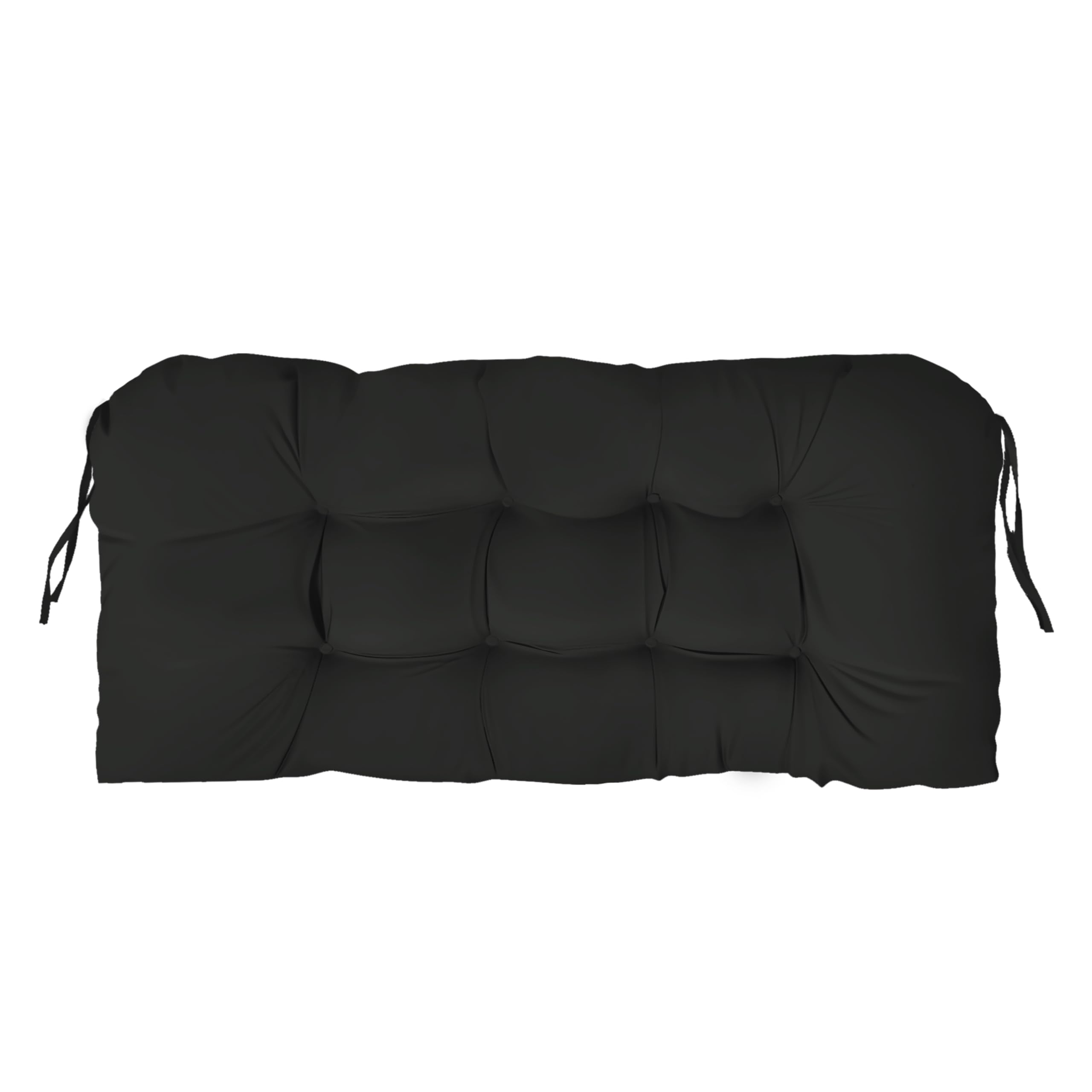 Outdoor Bench Cushion 44x22x4 Inch with Ties Loveseat Pads, Black