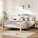 IDEALHOUSE Queen Size Bed Frame with Headboard, Queen Platform Bed Frame Wooden Slat Support, No Box Spring Needed, Noise Free Sleep, Underbed Storage Space