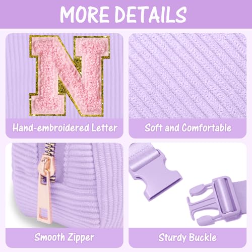 Image of Gitus Girls Birthday Gifts - Initial Fanny Pack Belt Bag for Teen Girls - Trendy Personalized Preppy Stuff (Lavender-N)
