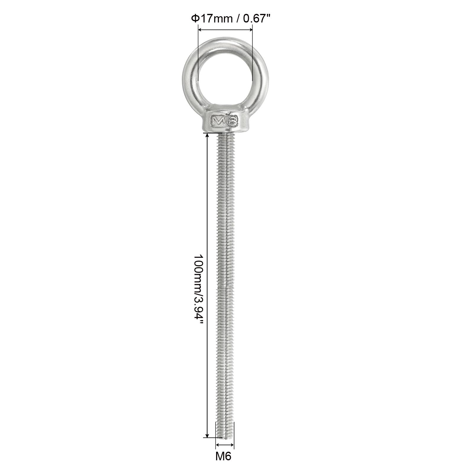 PATIKIL M6 x 100mm Lifting Shoulder Eye Bolt - Image 2