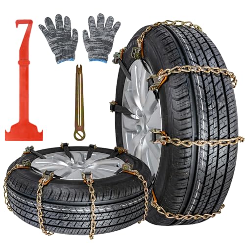 Universal Schneeketten für Auto 8Pcs Ninonly Schneeketten Auto Reifen Anti-Rutsch Gürtel Schnee Auto Sicherheit Reifenketten Fit für Auto/SUV Reifenbreite mit 165mm-265mmm/6.5'-10.4'