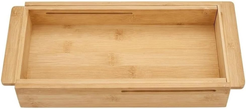 Expandable Bamboo Drawer Organizer, 12.4-17.7 Inch Sliding Utensil Tray for Kitchen, Deep Cutlery Holder for Silverware, Spoons, Forks and Knives, Natural Wood