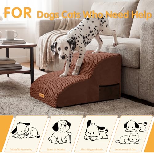 Image of Topmart High Density Extended Foam Dog Ramp&Steps 2 Tiers,11.8 inch High | Non-Slip Dog Stairs,Soft Foam Pet Ladder with Removable Cover,Best for Injured,Older Cats,Pets with Joint Pain