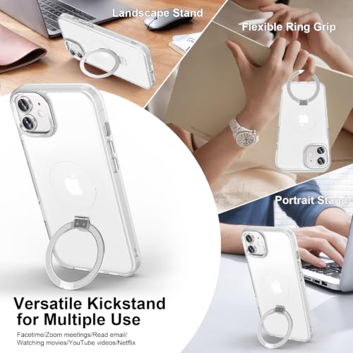 Lufanbis Magnetic for iPhone 12/12 Pro Case with Ring Stand, Frosted White - image 3