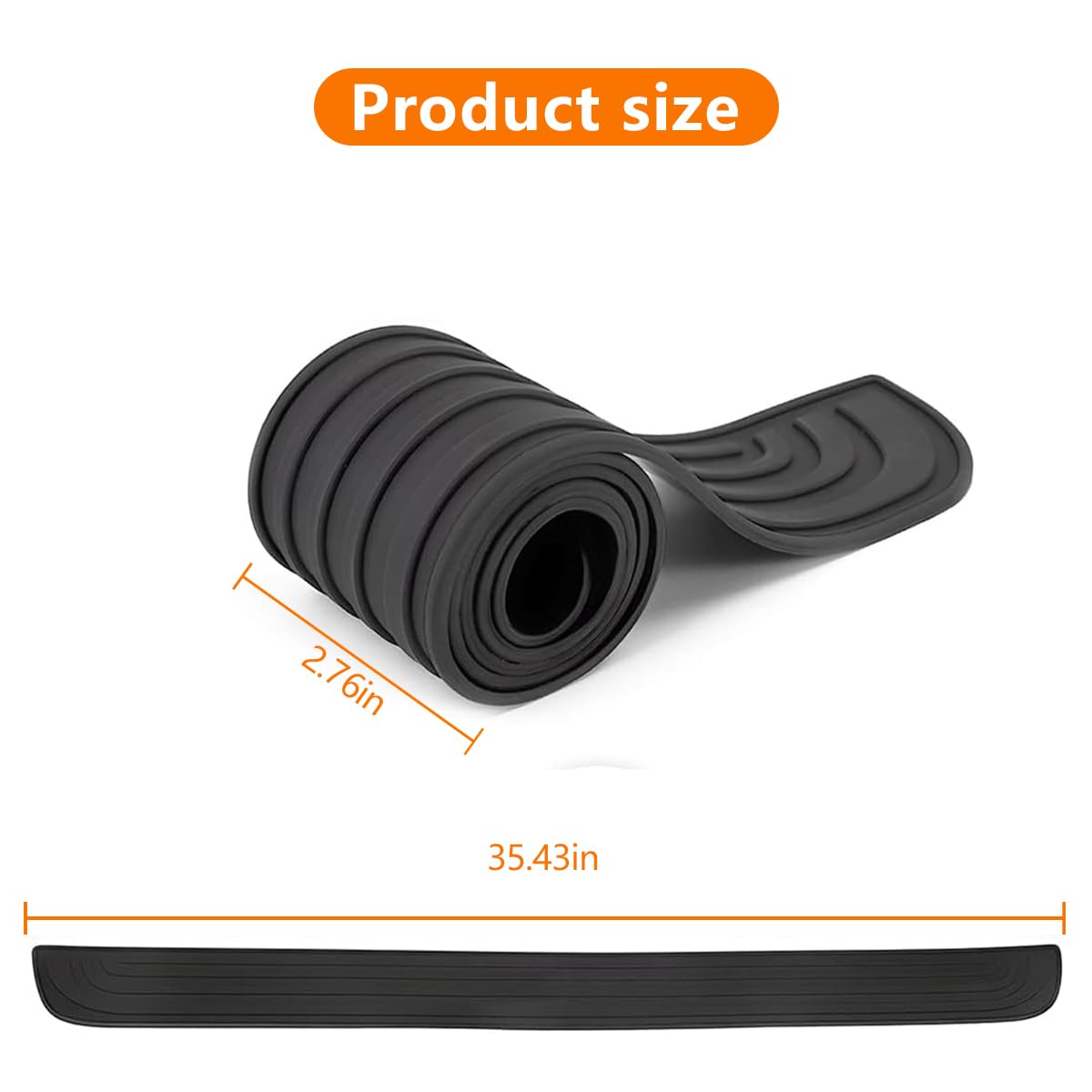 Car Rear Bumper Protector Guard, Anti-Scratch Rubber Automotive Trunk Sill Protective Strip, Non-Slip Vehicle Trunk Door Entry Protective Strips, Universal for Vehicles (Black)