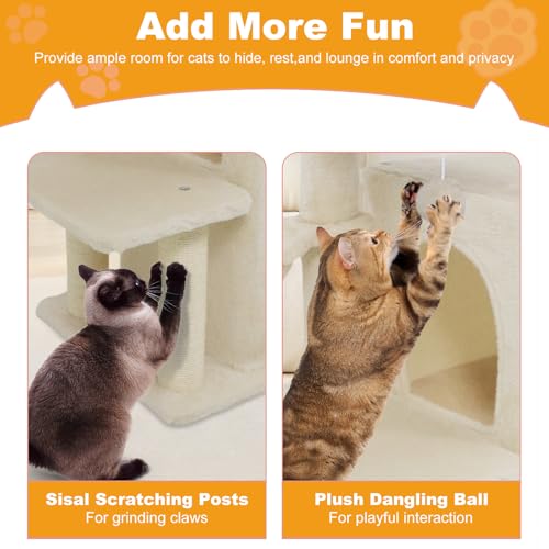 Torre para gato con condo y postes de sisal beige miniatura 7