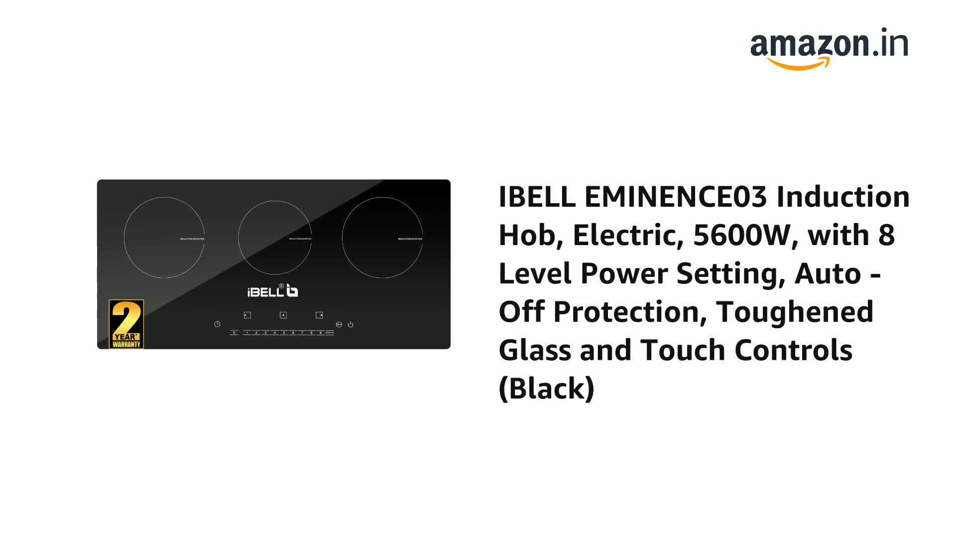 Onbeat　ONB-CFO12 Buy iBELL EMINENCE03 Induction Hob, Electric, 5600W, with 8 Level
