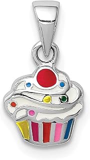Colar de prata esterlina 925 com pingente de cupcake esmaltado para crianças, joias finas para mulheres, presentes para ela, Prata esterlina