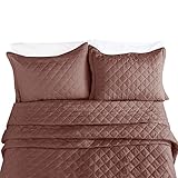 Clara Clark Luxury and Soft Coverlet Quilt Set with Shams All-Season Lightweight Bedspread, King, Taupe Sand, 3 Piece