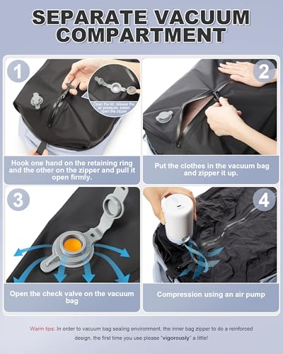 Image of winspansy Small Travel Backpack Storage Vacuum Compression Bags with Pump for Travel Storage Carry on Business Day Vacpack Backpack for Women Men with Vacuum College Bag Grayish Purple