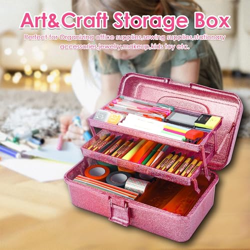 Find Scrapblooms 21803 Glitter Art & Craft Tool Storage Box,3-Layer Stackable Carry Tackle Box Sewing Box Organizer thumb #4