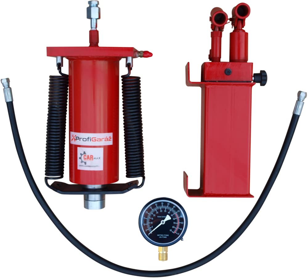 Carmax Ensemble de presse d'atelier 50T avec pompe hydraulique à double entraînement, vérin hydraulique et manomètre