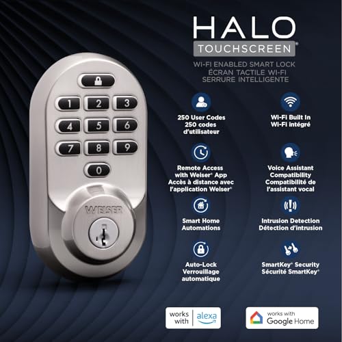 Weiser Halo Satin Nickel WiFi Smart Lock, Keyless Entry Door Lock, Touchpad Keypad Door Lock, Amazon Alexa & Google Assistant/Google Home Compatible, Deadbolt Lock, Smart Locks for Entry Door by Weiser - Image 7