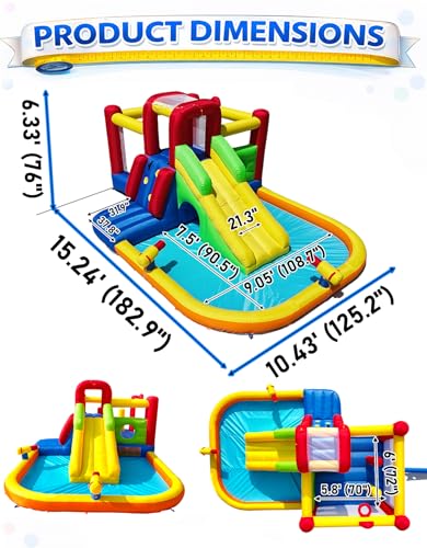 Großer 12-in-1-Wasserpark mit langer Rutsche – Bild 7