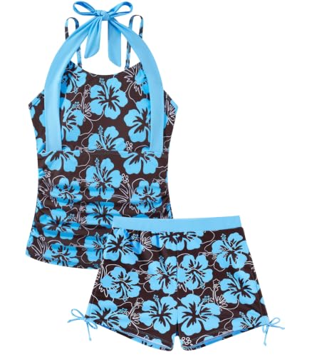 Image of Girls Tankini Swimsuit 2 Piece Halterneck Bathing Suit for Teens Size 7-16