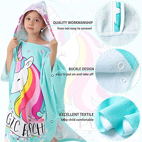 Image of NovForth Unicorn Bath Towel for Toddler Boys, Pool Hooded Towel for Kids, Hooded Bath Beach Towel Poncho for Bath /Pool /Beach Swim Cover