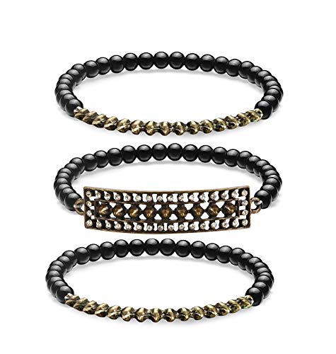 Women's Vintage Small Spike Stretch Bracelet Personalized Antique Looking Alloy Crystal Adjustable Costume Stretch Bracelet (Anti-Bronze)