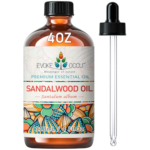 EVOKE-OCCU-Sandalwood-Essential-Oils-4-Fl-Oz-100-Pure-and-Natural-Sandalwood-Oil-for-Skin-Care-Diffuser-Perfume-Candle-and-Soap-Making-118ml EVOKE OCCU Sandalwood Essential Oils 4 Fl Oz 100 Pure and Natural Sandalwood Oil for Skin Care Diffuser Perfume Candle and Soap Making 118ml
