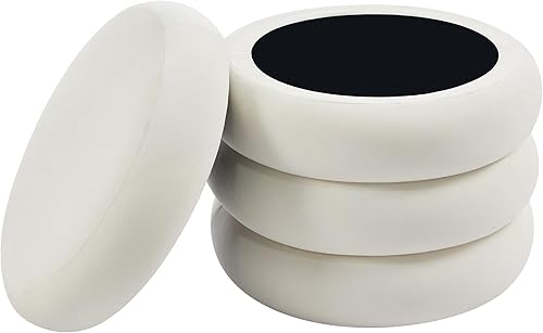 Miniatura 23 de ONEVOG Otomana redonda de almacenamiento, mesa otomana pequeña de 20 pulgadas con tapa extraíble, taburetes de tela de lino suave para sofá, asiento