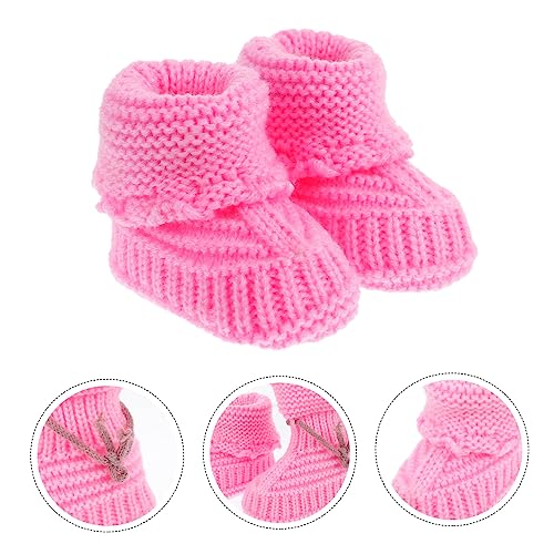Baby Booties 1 Pair Baby Shoes Newborn Infant Booties Yarn Pink Newborn Shoes Hand Crochet Lovely Handmade Woolen Short Boots Manual Infant Products4