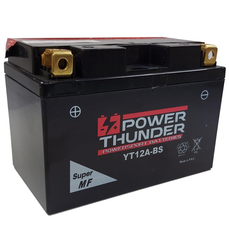 Bateria motocicleta Power Thunder YT12A-BS 12v 10AH medidas 150 x 87 x 105 mms