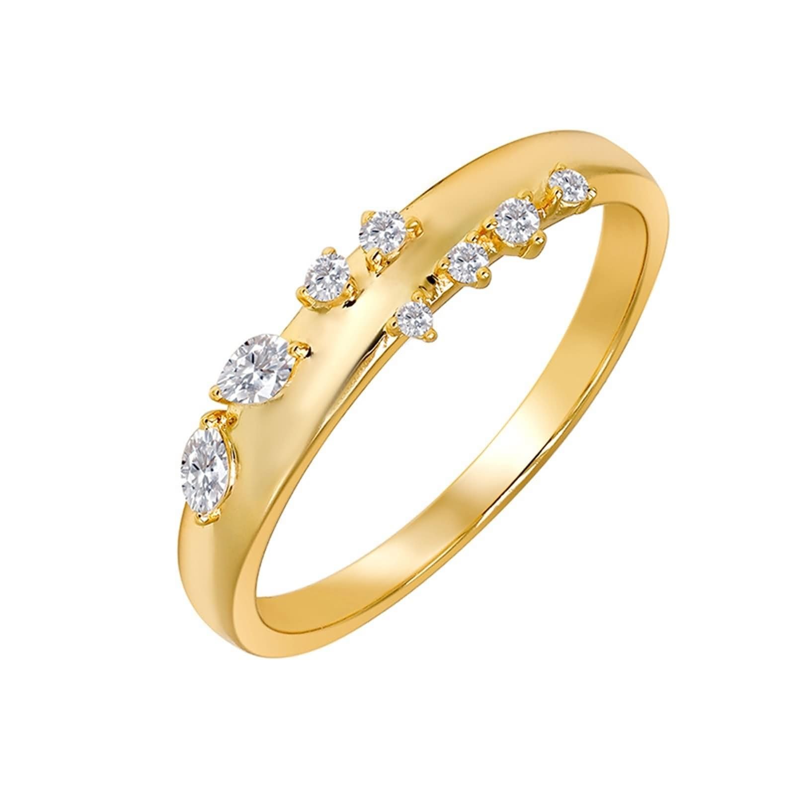 Au 375/585/750 - Alianzas de oro amarillo con moissanita marquesa