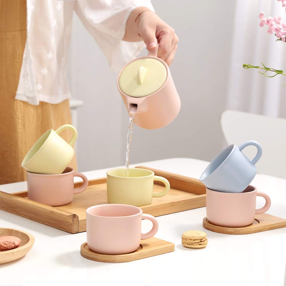 Zestaw filiżanek do kawy europejski kubek ceramiczny gospodarstwa domowego prosty angielski zestaw do podwieczorku kubek cukierki kolor znak kubek