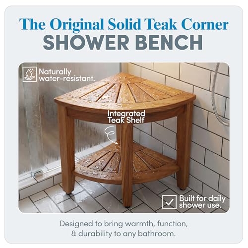 Image of AquaTeak Kai Corner 15.5 inch Teak Shower Bench