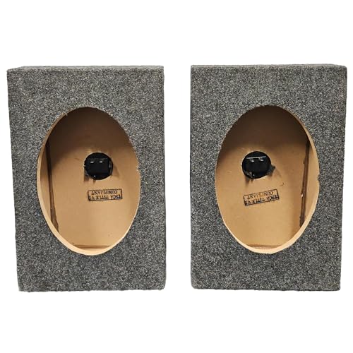 Q Power 2-Pack 6x9 Inch Vertical Angled Speaker Box Enclosures 5/8 MDF Car Audio Pair and Sound System Accessories Charcoal Carpet Finish