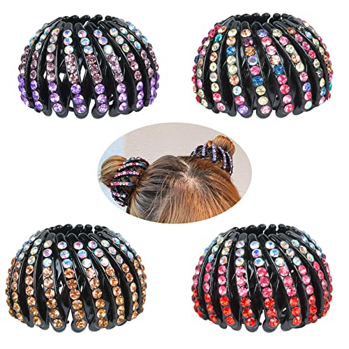 Pince à cheveux nid d'oiseau extensible idéale pour le sport et le bureau en lot de 4