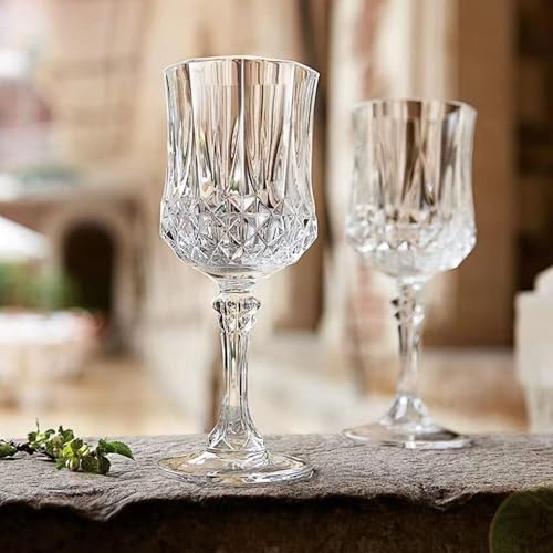 Image of Crystal Wine Glasses 230ml, Set of 4 Long Wine, Burgundy Clear Glasses with Stem for Wedding Anniversary, Birthday, Gift (RKT-09, Set of 4)