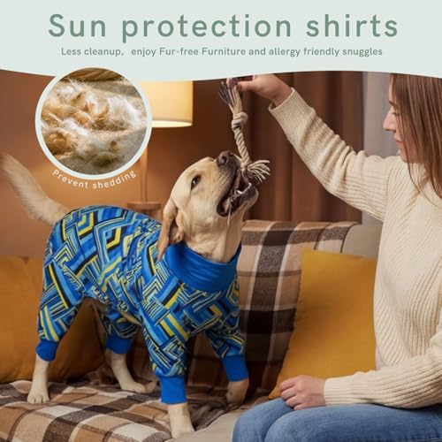 Image of Dog Anxiety Relief Pajamas, Dog Sun Protection UV Shirt for Medium Small Large Dogs, Breathable UPF 50+ Pet Clothes for Outdoor, Travel, Beach Gear