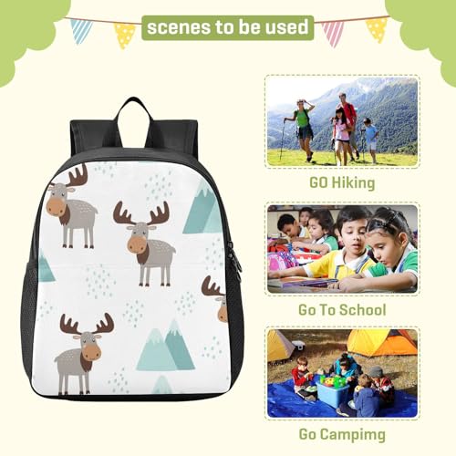 DOMIKING Moose Snow White Kids Backpack for Girls Boys School Elementary Kindergarten Backpack for Kids Toddler School Bag Bookbag Age 3-63