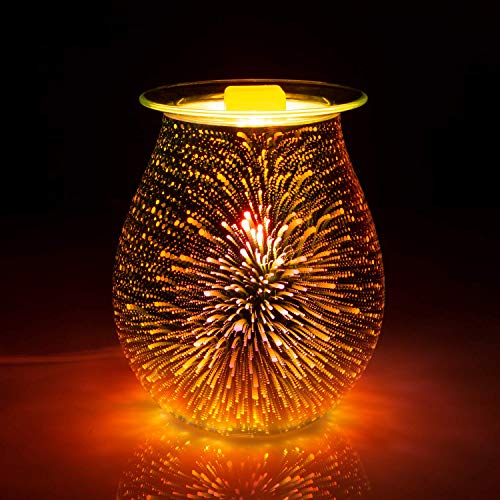 Electric Wax Melter COOSA 3D Starburst Fireworks Glass Candle Warmer Wax Burner Melt Fragrance Warmer Incense Oil Warmer Night Light Aroma Decorative Lamp for Gifts,Decor for Home Office - Thumbnail 3