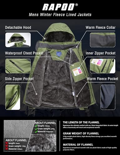 Image of Rapoo Men's Winter Ski Snow Jacket Mountain Waterproof Windproof Rain Jacket