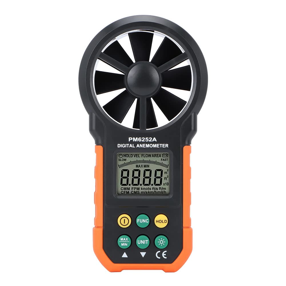 Anemómetro Digital, Medidor de Velocidad del Viento Portátil | Pantalla LCD, diseño portátil, medición precisa, para uso en campo.