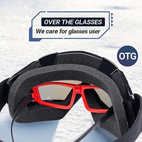 Braylin Adult Ski Goggles, 2-Pack Snowboard Goggles for Youth, Teens, Men & Women, Wide View Snowmobile Goggles - Image 5