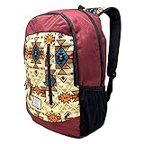 HOOEY Rockstar 20 Liter School Hiking Backpack Rain Cover Hat Strap Laptop Sleeve Hydro Pockets (Burgundy/Multicolor)