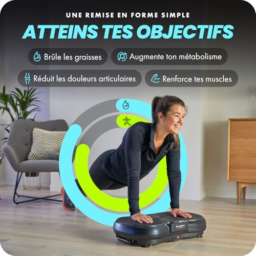 Bluefin Fitness Plaque Vibrante|Renforcement Musculaire & Entraînement Complet du Corps|Design Compact avec Bandes de Résistance|Entraîneur de Fitness par Vibrations pour la Maison – Image 4