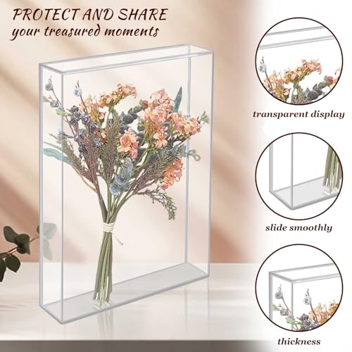 2pcs Acrylic Display, Clear Frames DIY Valentine's Shadow Box for Pics & Dried Flowers (6x8''), Transparent - Image 2