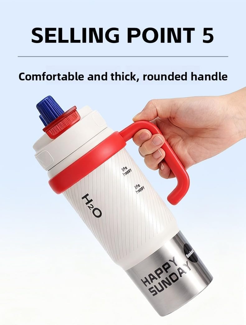 800ml Stainless Steel Water Bottle, Insulated Cup with Straw & Handle, Removable Tea Compartment, Leak-Proof & Non-slip, BPA-Free, Travel Coffee Mug for Office Home Outdoor Camping Car (white) - Image 7