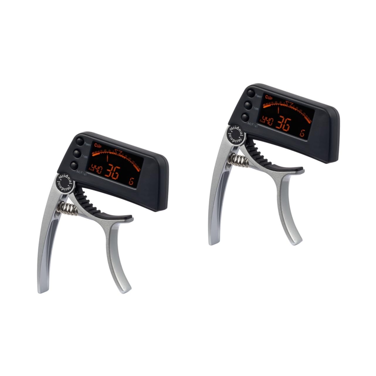 2stücke Digitales Lcd Clip Stimmgerät Und Kapodaster Für Gitarre Ukulele Bass Präzise Abstimmung Hochsensitiv Robust Silberfarben