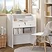 OmySalon Reception Desk with Counter, Small Front Desk w/Lockable Drawer, Wooden Modern Reception Table for Salon Lobby Office Home (White, 32)