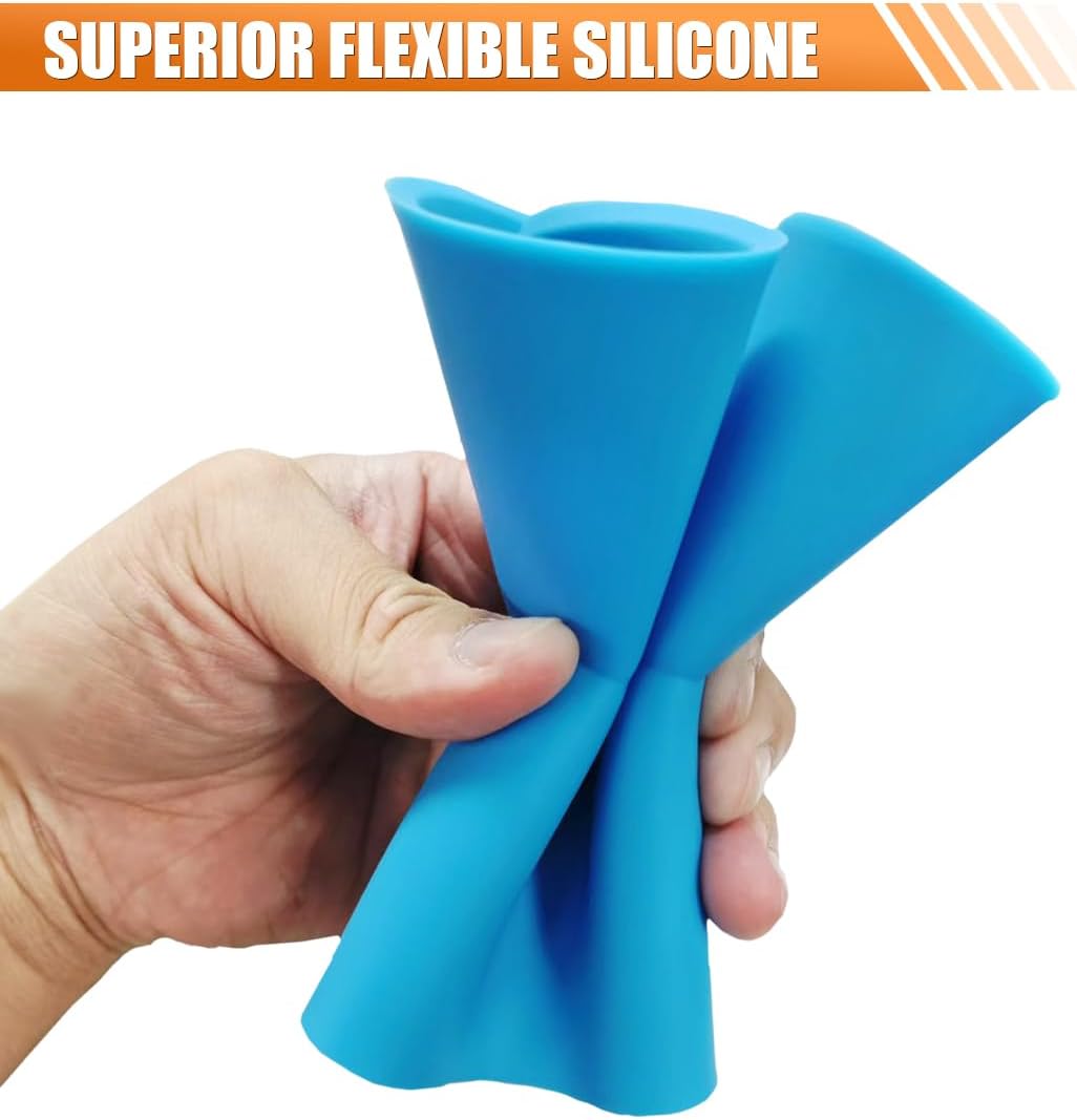 BDZMC UTV Oil Change Funnel, Silicone Foldable Flexible Oil Drain Funnel, Car Oil Funnels for Car, Motorcycle, Truck, UTV, ATV, and Boat (Blue)