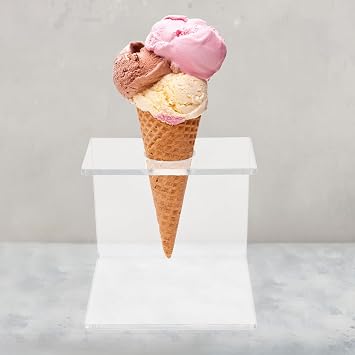 LIFKOME Acrylic Ice Cream Cone Holder Stand Transparent Single Cone Display Stand for Dessert Table Decor and Food Service
